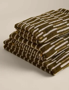 M&S Pure Cotton Striped Towel Moss - M&S - FashionsVida