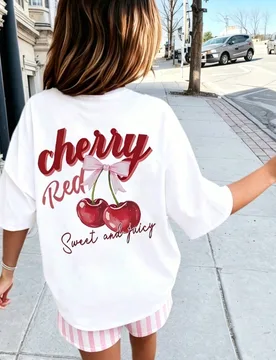 Pieza Camiseta de manga corta y cuello redondo con estampado artístico informal para niñas preadolescentes, ropa de verano para estudiantes jóvenes - Shein - FashionsVida