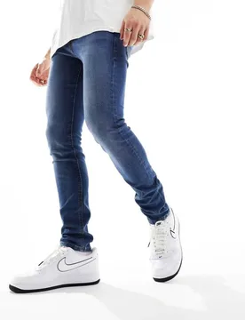 Mens Liam Skinny Jeans In Mid Blue - Size 33w/34l - Jack & jones - FashionsVida