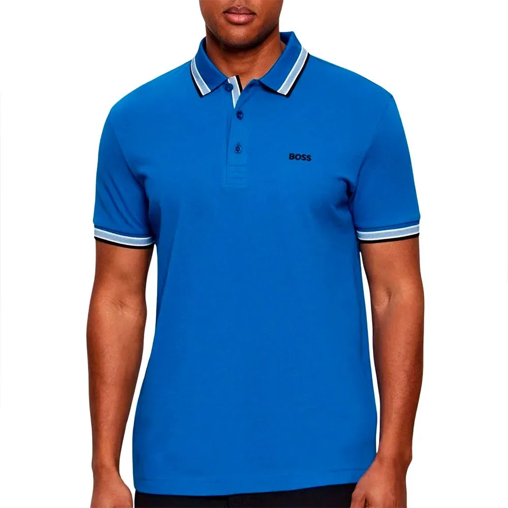 Polo A Maniche Corte Paddy 1021663 Green Medium Blue S - BOSS - FashionsVida