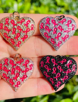 Pcs Pink Ribbon Breast Cancer Awareness Heart Charm Exquisite Pendants for Woman Bracelet Necklace Making Jewelry Accessories - Aliexpress - FashionsVida