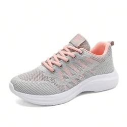Nuevos zapatos deportivos casuales con cordones para mujer, para primavera/otoño, zapatillas deportivas de malla transpirable y de suela baja para ex