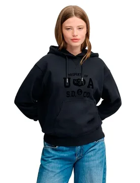 Felpa Con Cappuccio Athletic Flock Black S - Superdry - FashionsVida