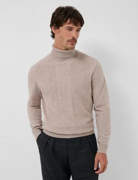 Jersey lana-cashmere de hombre cuello vuelto canalé ancho - Roberto Verino - FashionsVida