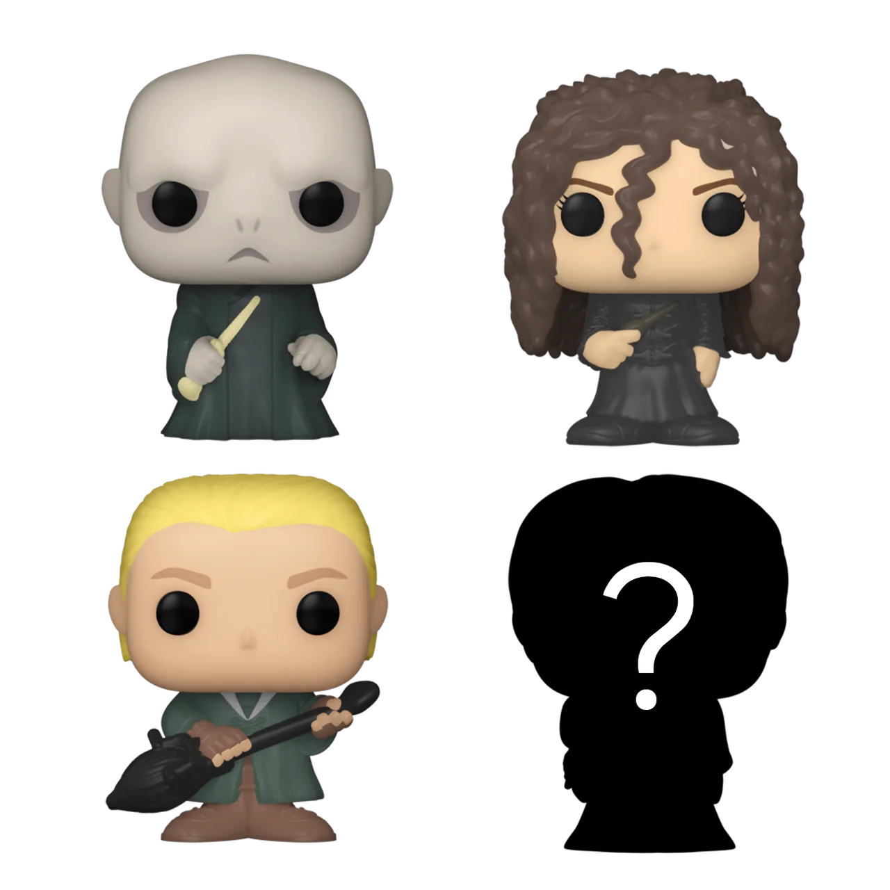 Bitty POP! Harry Potter: Lord Voldemort, Draco Malfoy (Quidditch) & Bellatrix Lestrange 4-Pack - Funko - FashionsVida