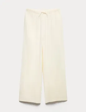 Wide Leg Trousers with Linen (6-16 Yrs) Ivory female - M&S - FashionsVida