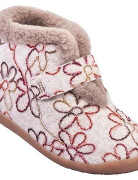 Anna Women's Extra Wide Slippers for Swollen Feet - Wheat Floral - Size: 7 XXW - Cosyfeet - FashionsVida