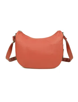 Women's Noma Dual Compartments PU Leather Crossbody Bag with Side Zip Pockets in Tangerine - Tangerine - Size: One Size - Fontanella Fashion - FashionsVida