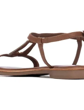 Sandalias planas de mujer de piel con cierre de hebilla - Carmela - FashionsVida