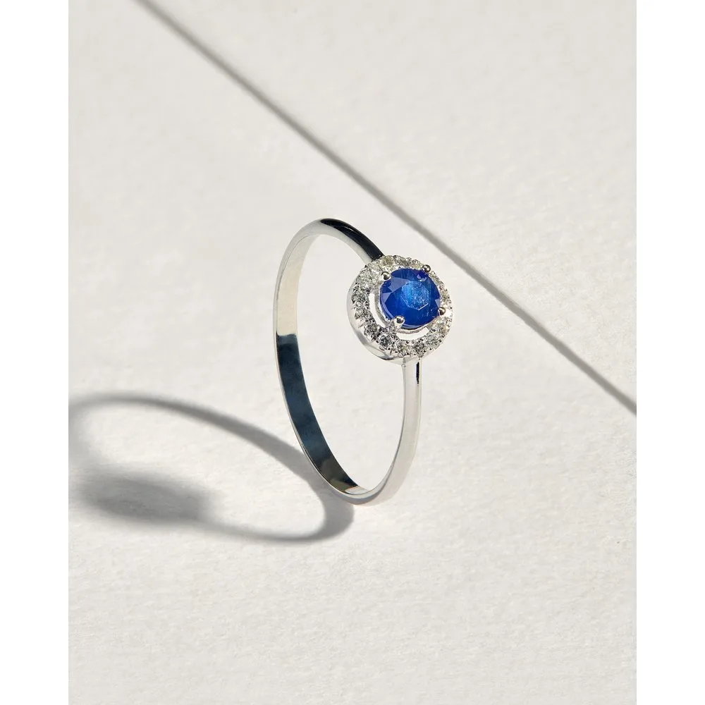 Anillo de oro con diamante y zafiro - El Corte Inglés - FashionsVida