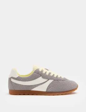 Suede Side Stripe Retro Trainers Grey female - M&S - FashionsVida