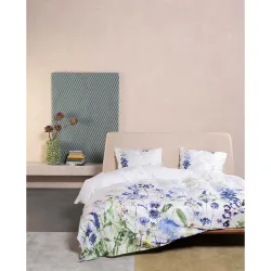 Juego de funda nórdica algodón satén Blue Flower