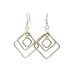 Interlocking Squares Gold Coloured Earrings