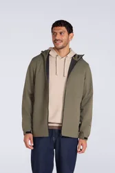 Pace' Mens Waterproof Jacket With Adjustable Hood & Cuffs Packable Coat Forest Green - Size Medium