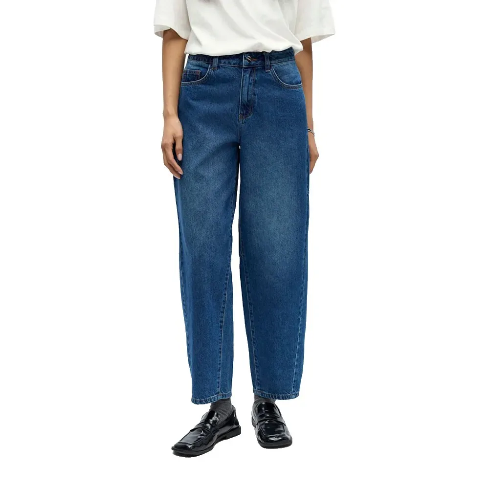 Jeans Miu Zoe Ankle Barrel Fit Medium Blue Denim 44 - Object - FashionsVida