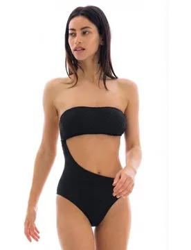 Bañador de mujer asimétrico liso con relleno - Río de Sol - FashionsVida