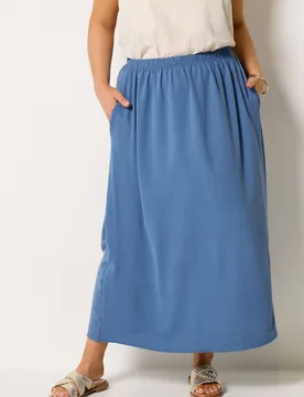 Women's Woven Midi Skirt in Blue Size: 18 - Blue - Size: 18 - Yours - FashionsVida