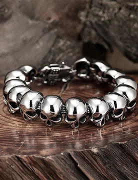 Male Minimalist Skull Bracelet Men And Women's Retro Punk Totem Stainless Steel Bangle Boy Creative glossy ghost head Hand chain - Aliexpress - FashionsVida