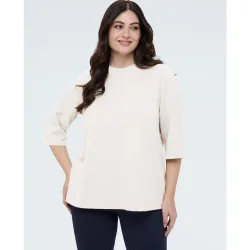 Sudadera de mujer en scuba con bordado floral mangas tres cuartos