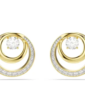 Orecchini a lobo Hyperbola, Taglio Round, Bianchi, Finitura oro 18K OS - Swarovski - FashionsVida