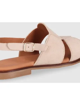 Sandalias planas de mujer de piel con cierre de hebilla y plantilla acolchada - Chika10 - FashionsVida