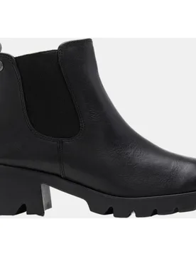 Botin de mujer tipo chelsea en piel tacón bloque - 24HRS - FashionsVida