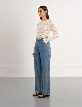 Pantalón de mujer vaquero estampado corazones - Lili Sidonio - FashionsVida
