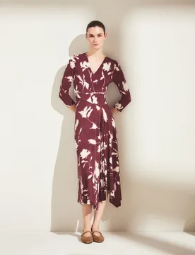 Vestido ITY estampado con cuello pico y manga larga de mujer - Woman El Corte Inglés - FashionsVida