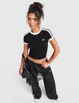 Womens Fluffy 3-Stripes Knit Slim T-Shirt - Nero, nero nero Donna taglia 2XL - Adidas - FashionsVida