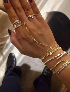 New Geometric Marquise Cubic Zirconia CZ Paved Double Wrist Hand Chain Bracelet Simple Fashion Women Finger Slave Jewelry - Aliexpress - FashionsVida