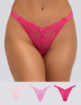 Pack Fran Lace High Leg Thongs Pink Mix female - Boux Avenue - FashionsVida