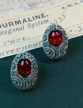 Vintage Red And Green Glazed Red Rhinestone Auspicious Cloud Earrings Gold Color Trendy Art Deco Jewelry For Woman Luxury Gift - Aliexpress - FashionsVida