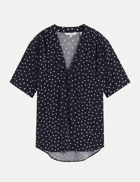 Gepunktete Bluse mit V-Ausschnitt Blau 38 - Tom Tailor Casual - FashionsVida