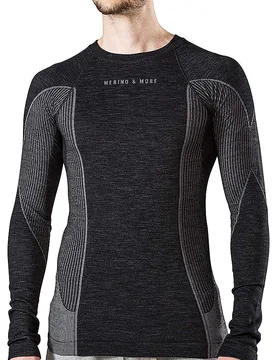 Maglia funzionale a maniche lunghe da uomo nero M - Merino & More - FashionsVida
