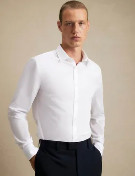 Slim Fit Cotton Blend Shirt White male - River Island - FashionsVida