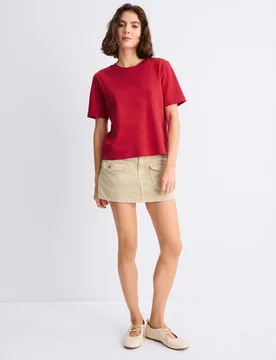 B01 Basic-T-Shirt im Regular-Fit, Heavy Weight Dunkelrot XL - Stradivarius - FashionsVida