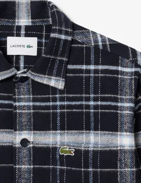 Sobrecamisa de hombre de algodón con cuadros escoceses de manga larga - Lacoste - FashionsVida