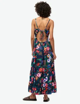 Superdry Damen Gesmoktes Maxi-trägerkleid Marineblau - Größe: 44 - 89.99 - FashionsVida