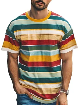 Simple Stripe Printed T Shirts For Men Summer Casual O-neck Short Sleeve Tops Fashion Comfortable Breathable Tees Daily Clothing - Aliexpress - FashionsVida