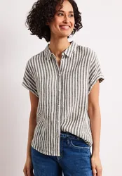 Dropped Shoulder Bluse aus Leinen female Braun