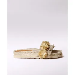 Alpargatas de cuña de mujer de yute con adorno floral