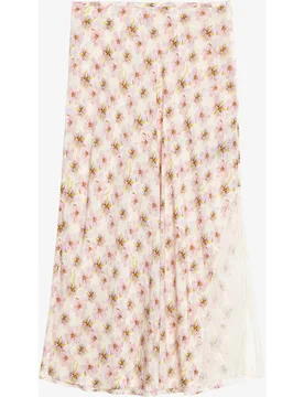Zadig & Voltaire - Falda midi estampada de viscosa con encaje - Zadig & Voltaire - FashionsVida