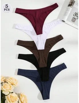 Paquete de 5 bragas tipo tanga cómodas para mujeres, ropa interior suave adecuada para deportes y uso diario, multipack, tallas XS-XL, para todas las - Shein - FashionsVida