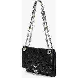 Zadig & Voltaire - Bolso de mano rock ii clutch de cuero liso acolchado con cadena ajustable signature