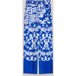 Pantalones anchos de mujer fluidos estampados con cintura elástica