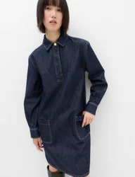 Denim Mini Shirt Dress Denim female