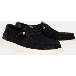 Zapatos de cordones de mujer en tejido y crochet