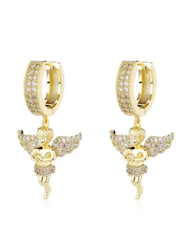 Cubic Zirconia Angel Wing Dangle Hoop Earrings Bling Angel Drop Earrings Hip Hop INS Fashion Jewelry For Women Gold Silver - Aliexpress - FashionsVida