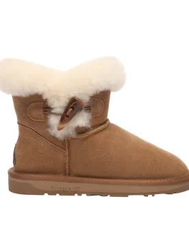 Womens Women Robin Horn Toggle Button Mini Boots - Chestnut Suede - Size Eu 40 - EVER AU - FashionsVida