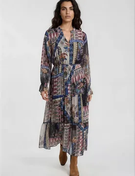 ROUND NECK TIERED DRESS WITH RUFFLE female - 38 - FashionsVida